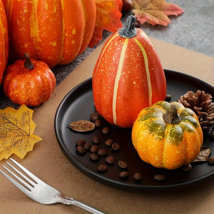 Artificial Pumpkin Decoration Set – 7 Piece Foam Pumpkin