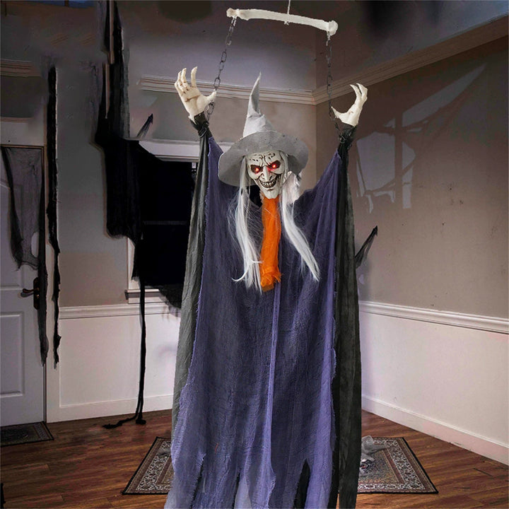 Hanging Witch with Glowing Eyes and Sound Decoration