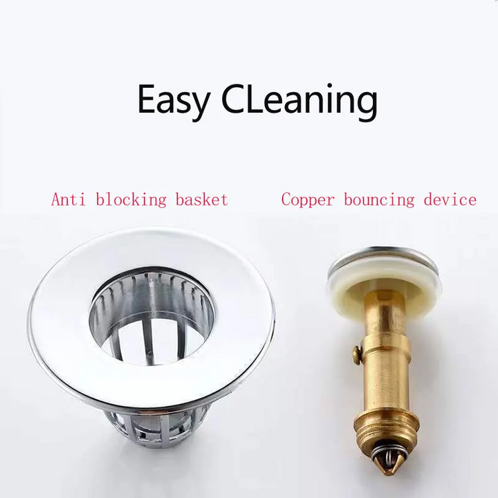 Bathroom Sink Drain Stopper with Built-In Hair Catcher