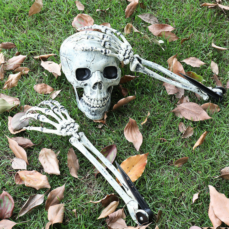 Realistic Skull and Skeleton Arms Outdoor Halloween Decoration
