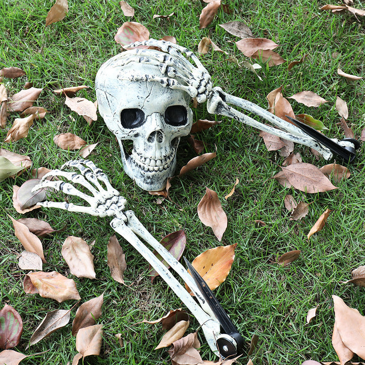 Realistic Skull and Skeleton Arms Outdoor Halloween Decoration