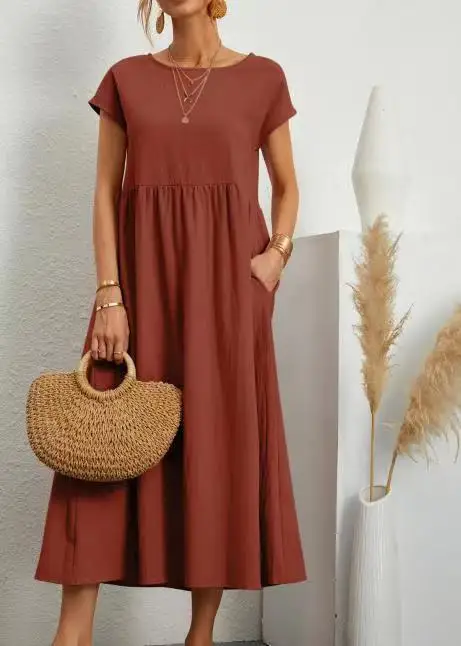 Sevilla Linen Maxi Dress - Short Sleeved and casual
