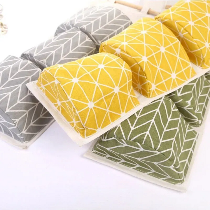Cotton Linen Hanging Storage Bag with 3 Pockets