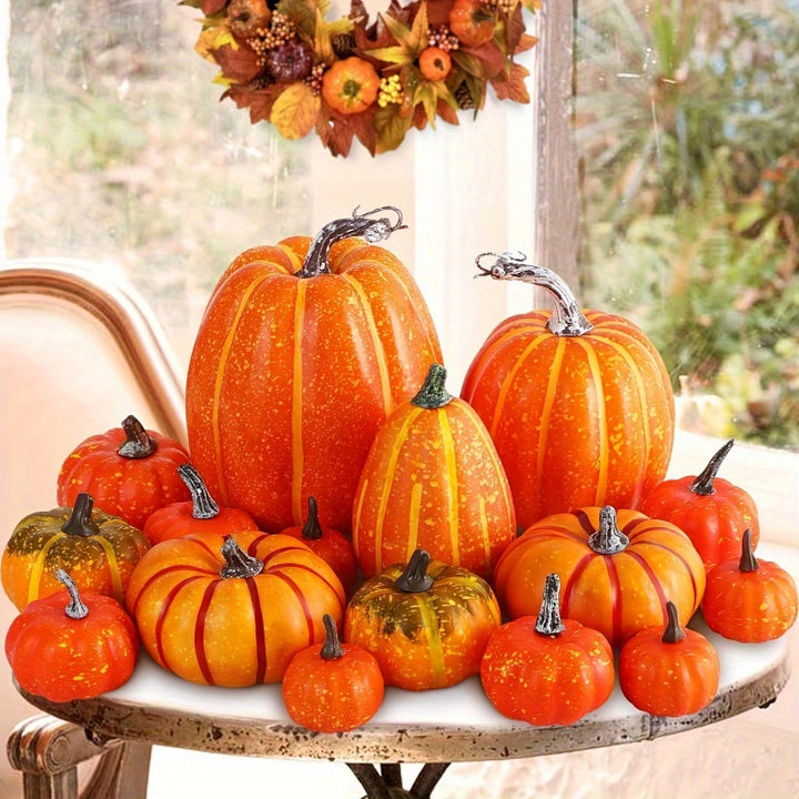 Artificial Pumpkin Decoration Set – 7 Piece Foam Pumpkin