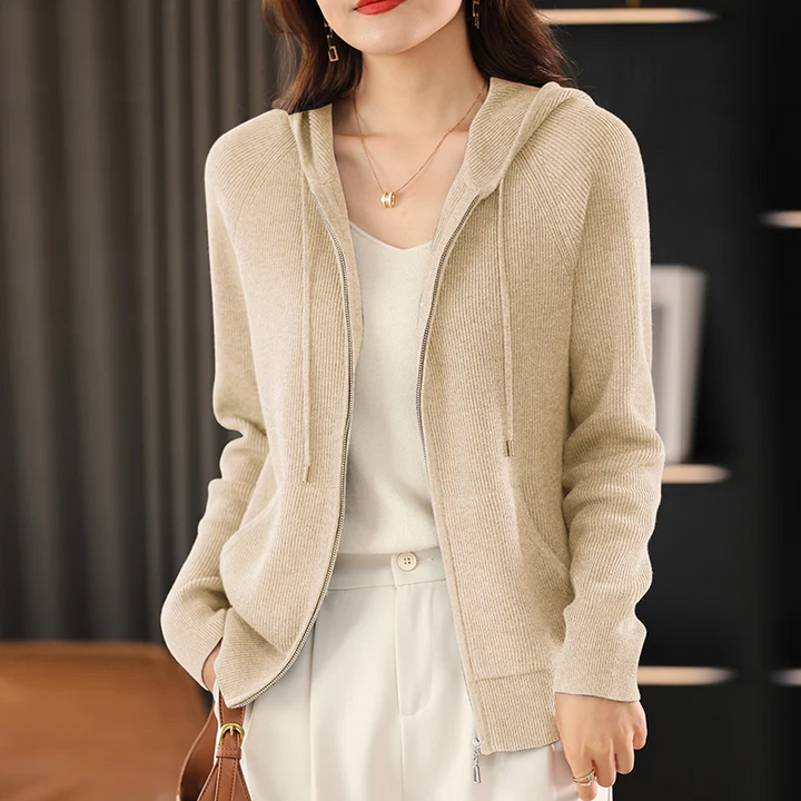 Sienna Women’s Cashmere Blend Zip Up Hoodie Cardigan