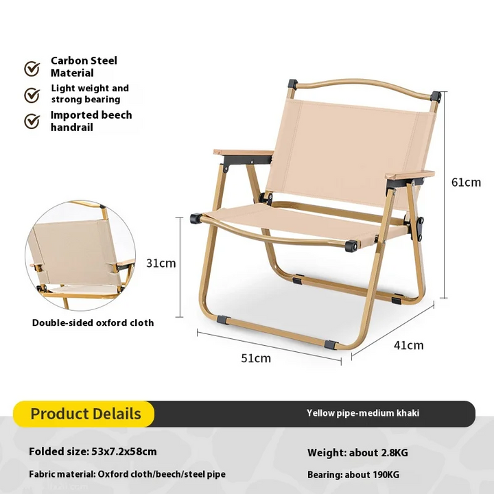 Outdoor Folding Japanese Garden/Camping Chair with Wooden Frame