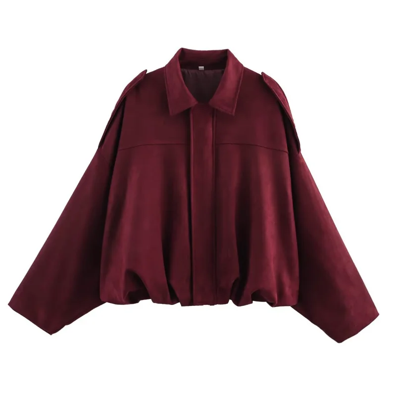Louisa Women’s Suede Effect Loose Fit Bomber Jacket