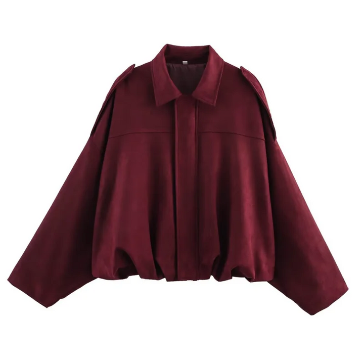 Louisa Women’s Suede Effect Loose Fit Bomber Jacket