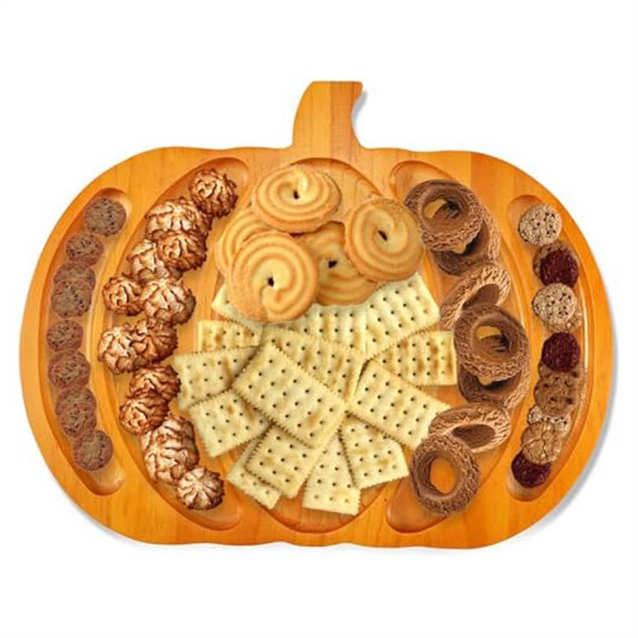 Wooden Pumpkin Serving Board with Handle – Charcuterie & Snack Platter