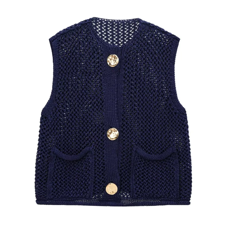 Elani Women’s Cropped Knit Sweater Vest Sleeveless Button Cardigan