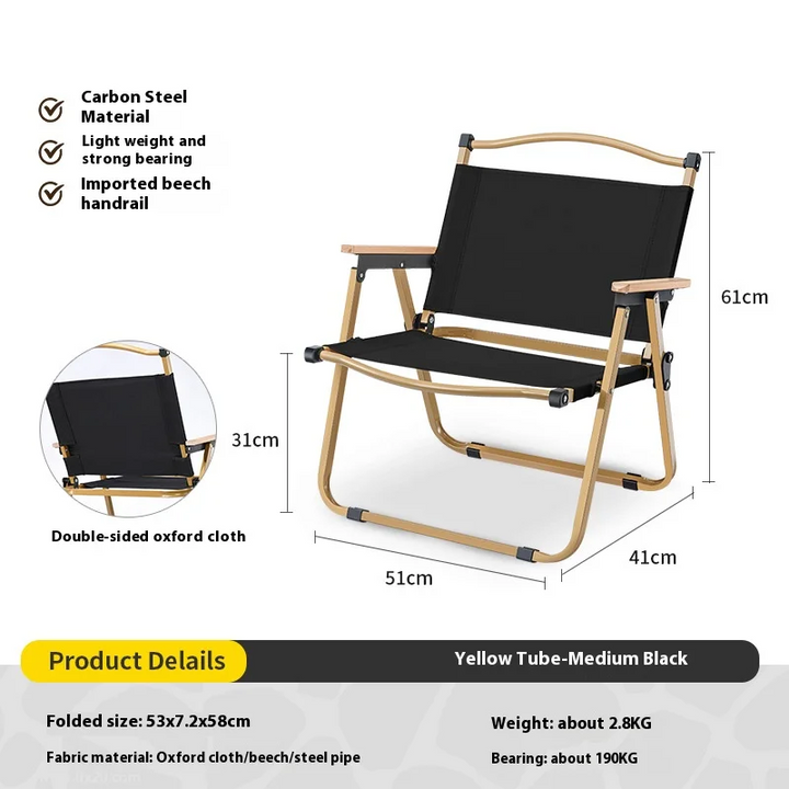 Outdoor Folding Japanese Garden/Camping Chair with Wooden Frame
