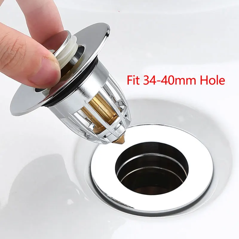 Bathroom Sink Drain Stopper with Built-In Hair Catcher