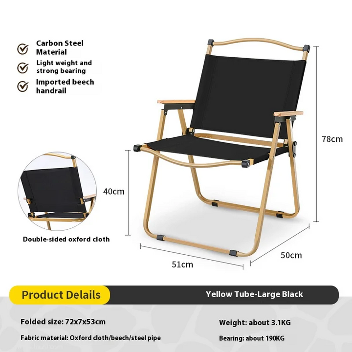 Outdoor Folding Japanese Garden/Camping Chair with Wooden Frame