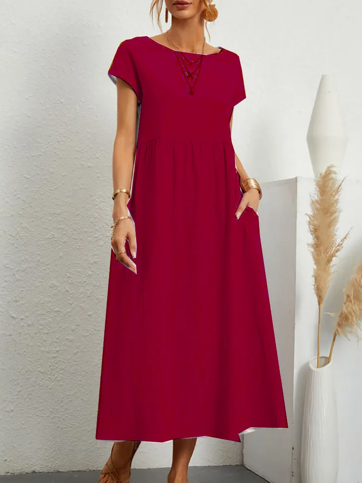 Sevilla Linen Maxi Dress - Short Sleeved and casual