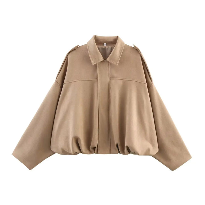 Louisa Women’s Suede Effect Loose Fit Bomber Jacket