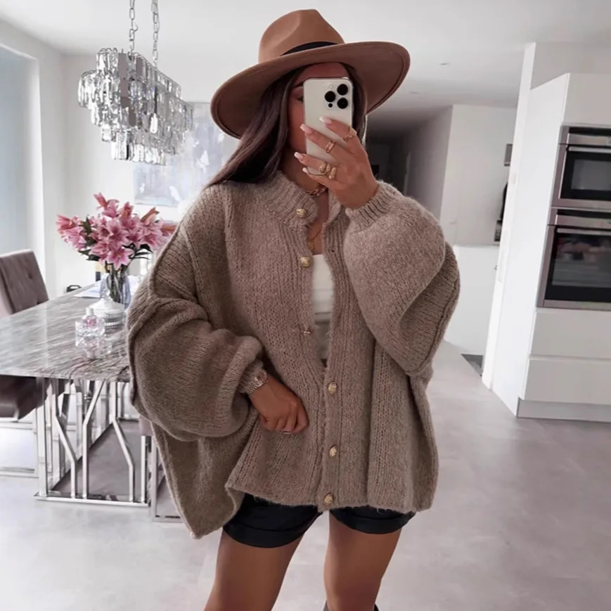 Aurelia Women’s Oversized Knitted Button Up Cardigan