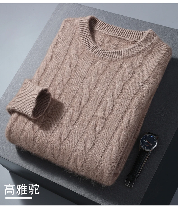 Romano Men’s Cable Knit Cashmere Wool Sweater