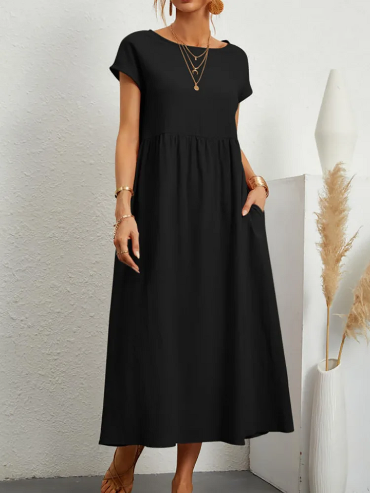Sevilla Linen Maxi Dress - Short Sleeved and casual