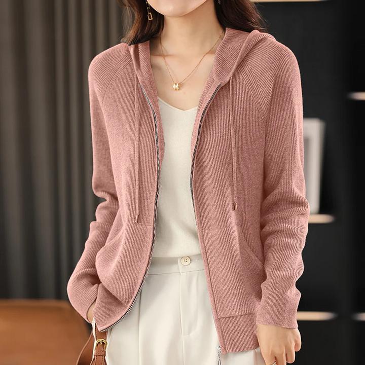 Sienna Women’s Cashmere Blend Zip Up Hoodie Cardigan