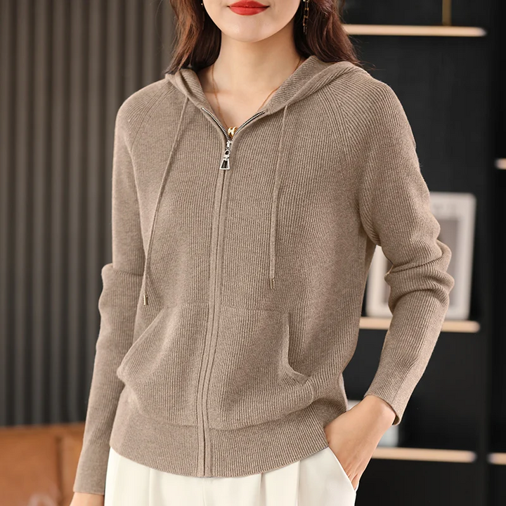 Sienna Women’s Cashmere Blend Zip Up Hoodie Cardigan
