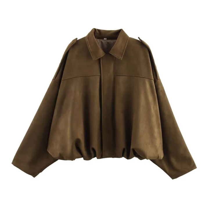 Louisa Women’s Suede Effect Loose Fit Bomber Jacket