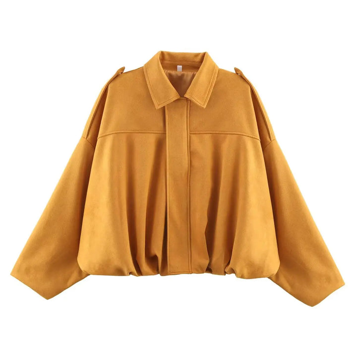 Louisa Women’s Suede Effect Loose Fit Bomber Jacket