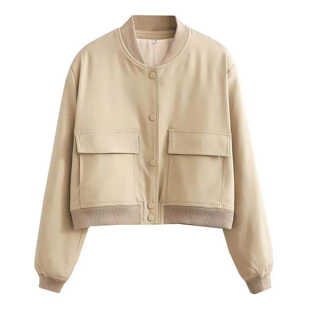 Phoebe Women’s Navy Bomber Jacket with Pockets
