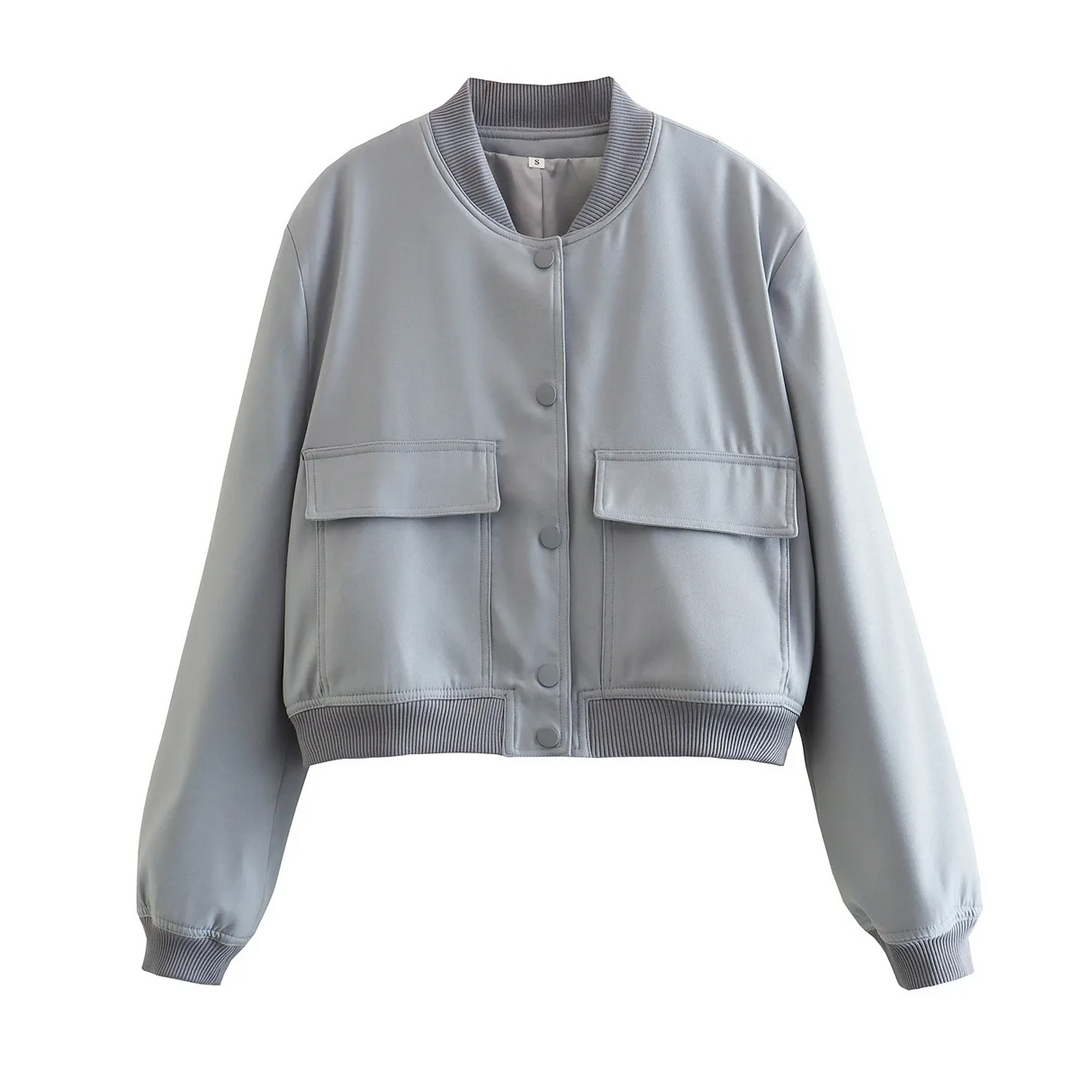 Phoebe Women’s Navy Bomber Jacket with Pockets