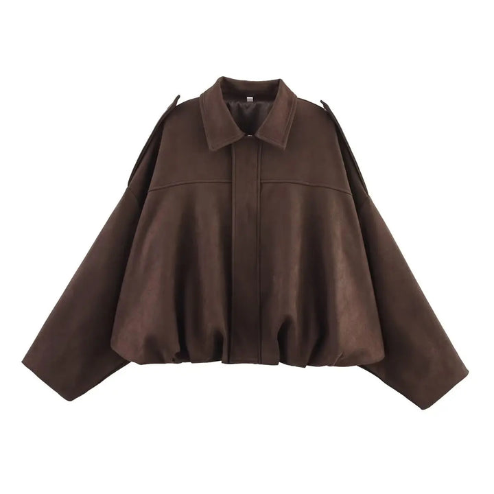 Louisa Women’s Suede Effect Loose Fit Bomber Jacket