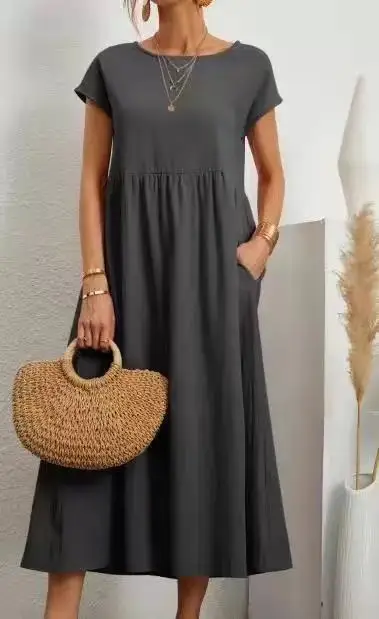 Sevilla Linen Maxi Dress - Short Sleeved and casual