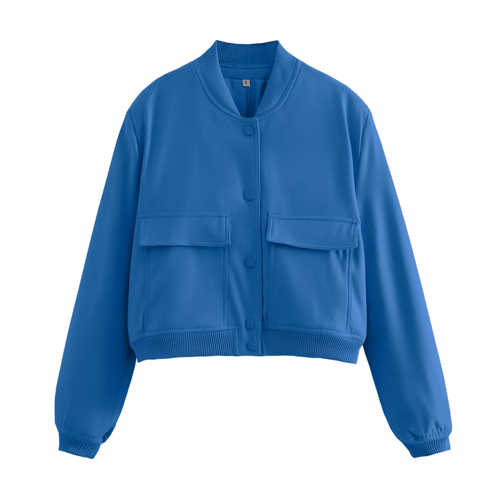 Phoebe Women’s Navy Bomber Jacket with Pockets