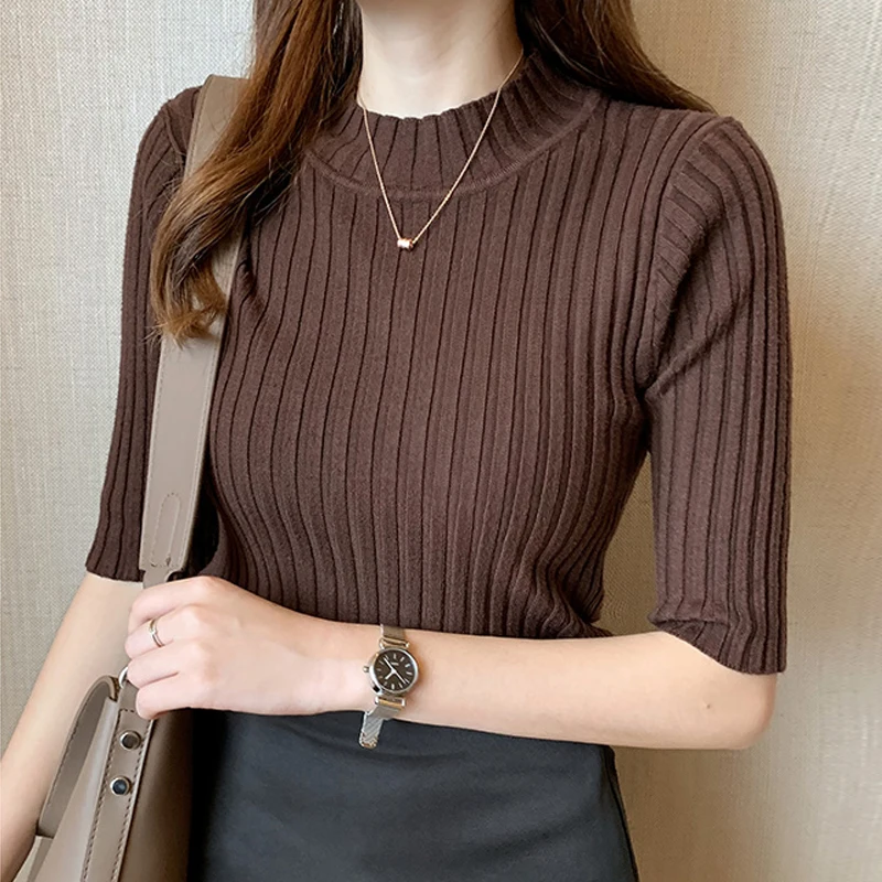 Ribbed Knit Short Sleeve Top