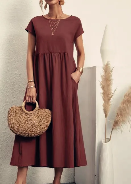Sevilla Linen Maxi Dress - Short Sleeved and casual