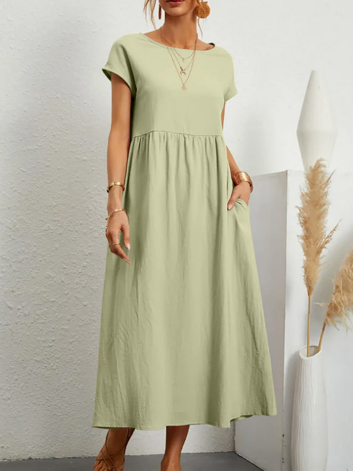 Sevilla Linen Maxi Dress - Short Sleeved and casual