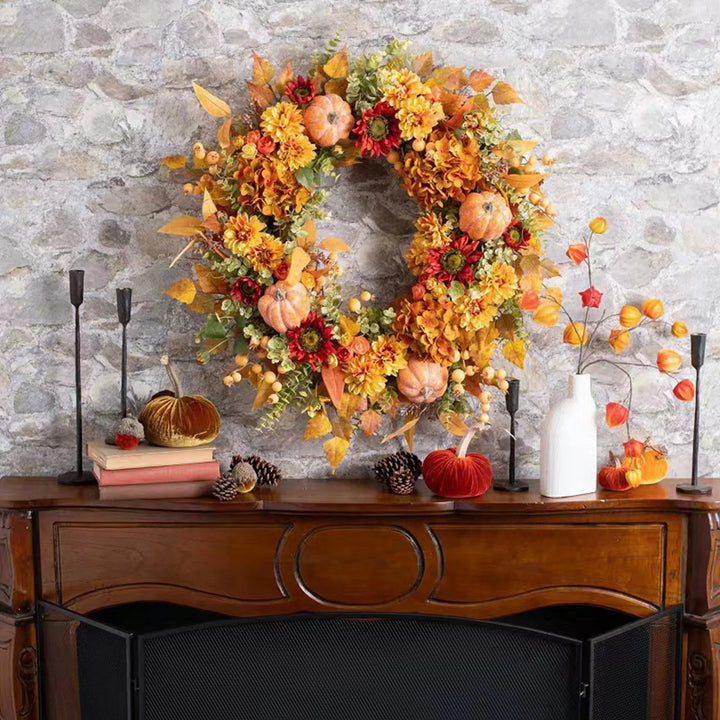 45cm Artificial Flower Wreath – Decorative Round Door Wreath for Home & Celebrations