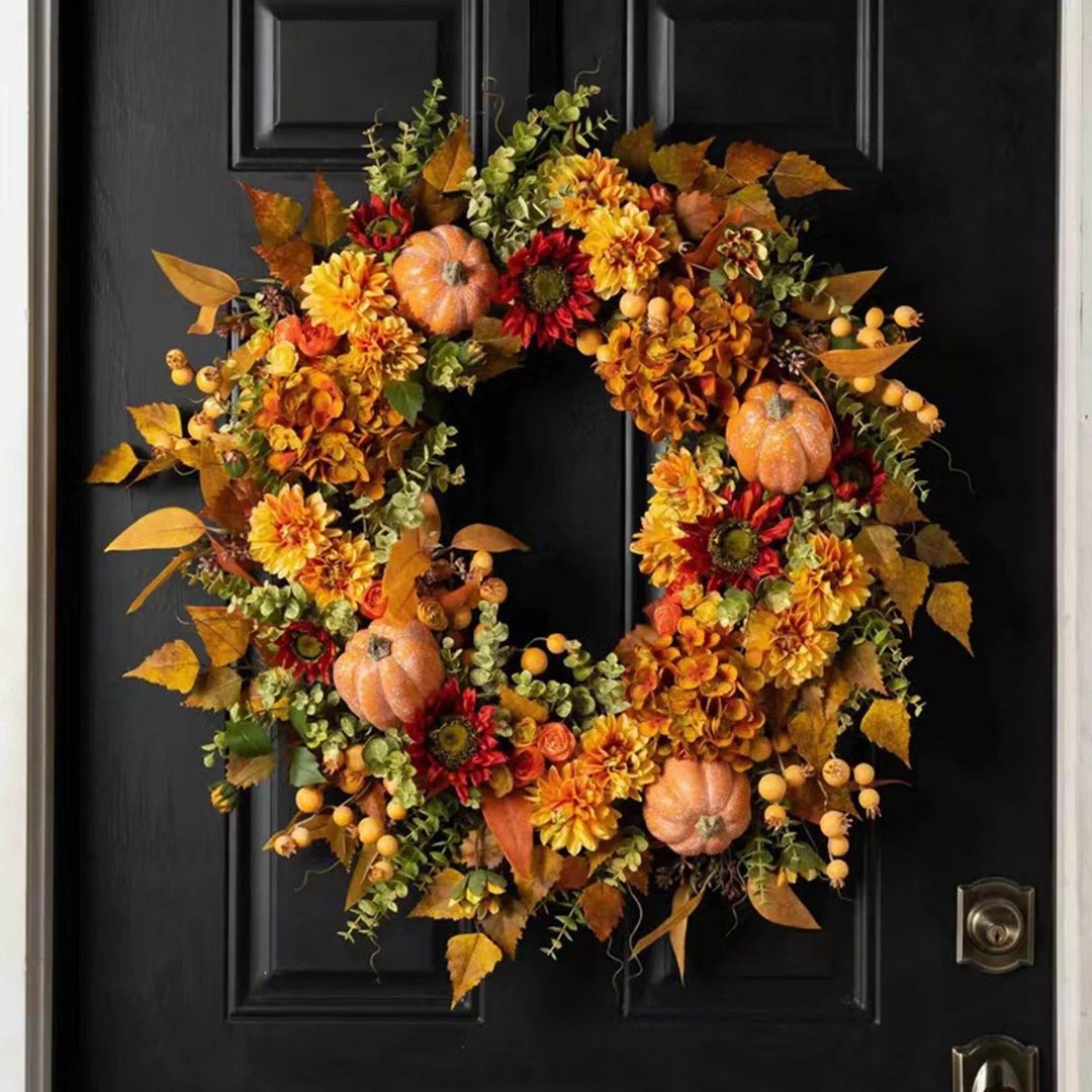 45cm Artificial Flower Wreath – Decorative Round Door Wreath for Home & Celebrations