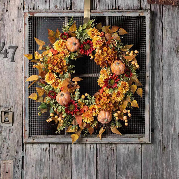 45cm Artificial Flower Wreath – Decorative Round Door Wreath for Home & Celebrations