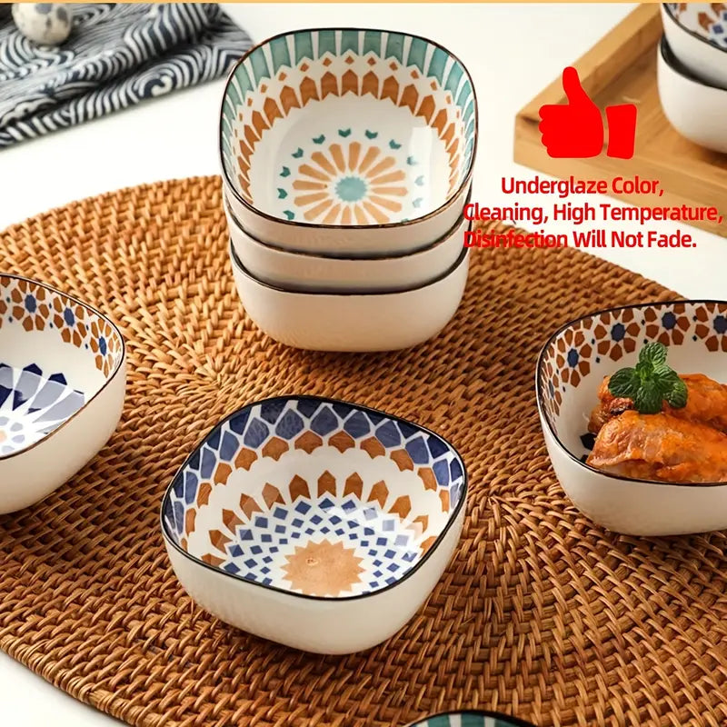 6-Piece Ceramic Dipping Bowl Set with Tray