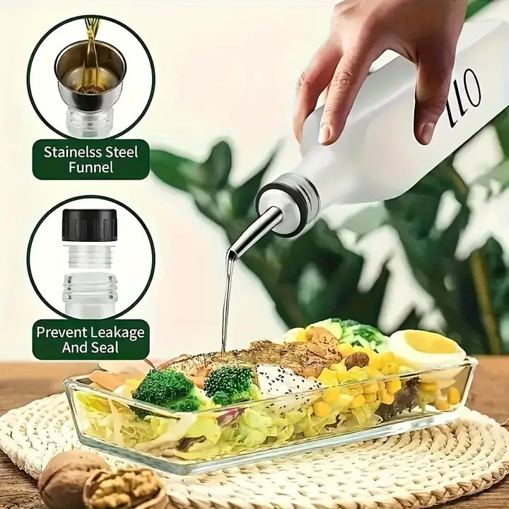2pcs Glass Oil and Vinegar Dispenser Bottles with Pourer Spouts
