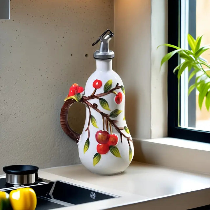 2pcs Ceramic Oil Bottles with Pourer Spouts