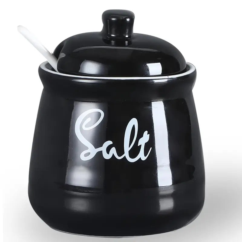 Ceramic storage jars with lid and spoon