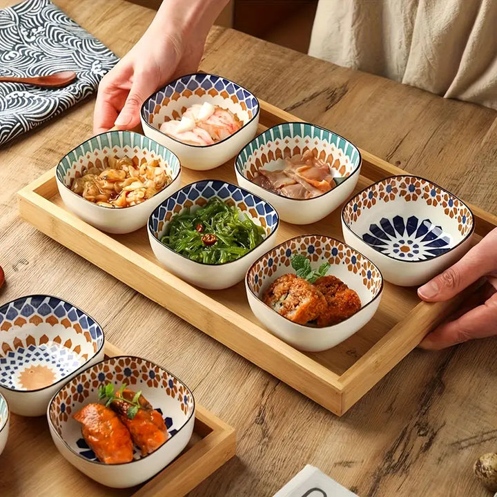 6-Piece Ceramic Dipping Bowl Set with Tray