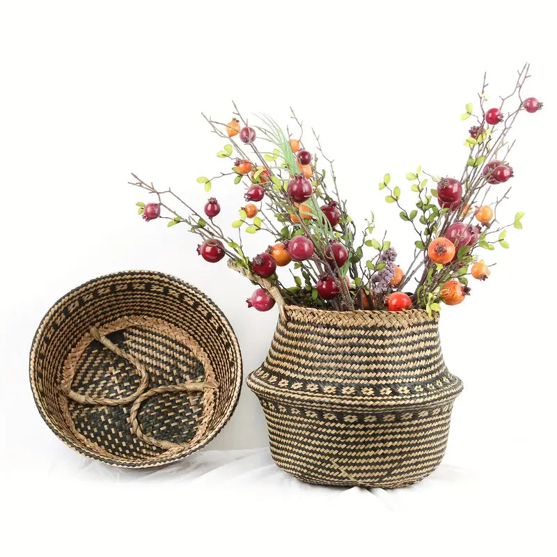 Woven Seagrass Storage Basket with Handles