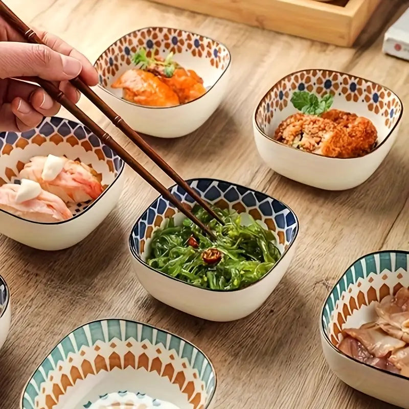 6-Piece Ceramic Dipping Bowl Set with Tray