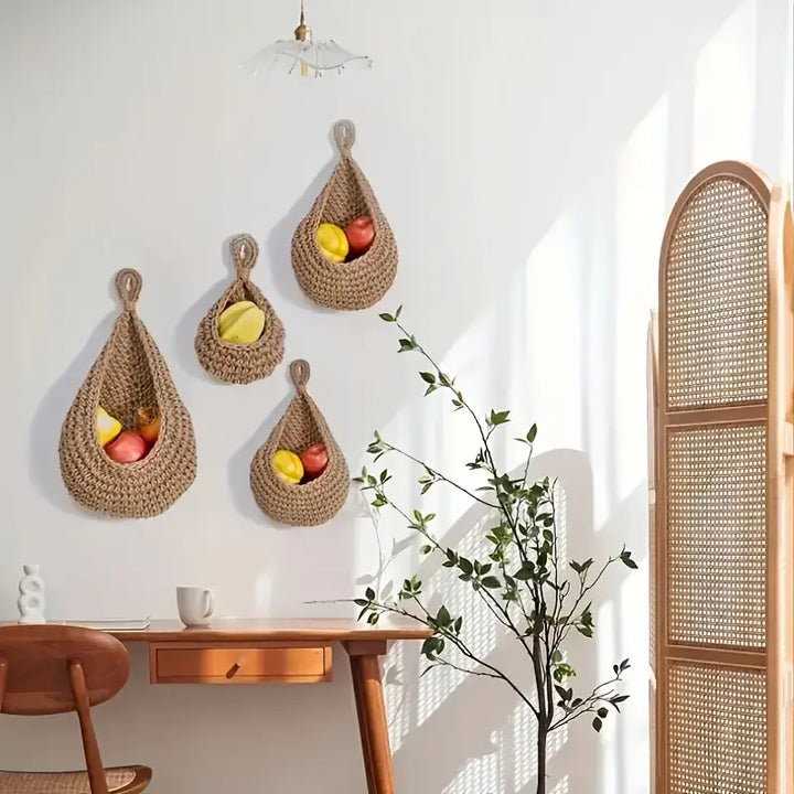 Woven Wall Hanging Basket Set – 3 Piece