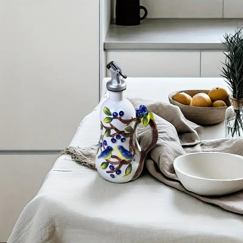 2pcs Ceramic Oil Bottles with Pourer Spouts