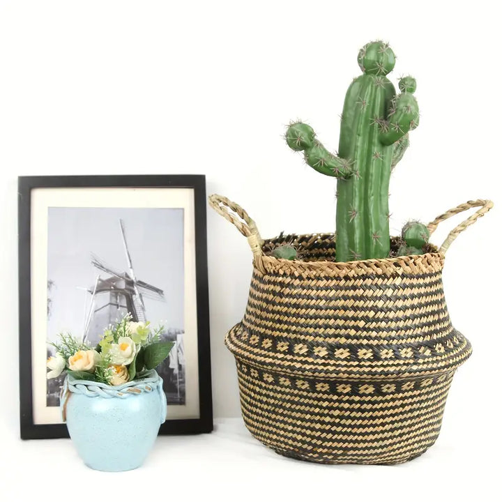 Woven Seagrass Storage Basket with Handles