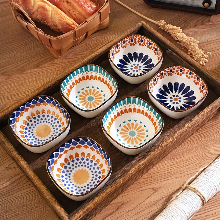 6-Piece Ceramic Dipping Bowl Set with Tray