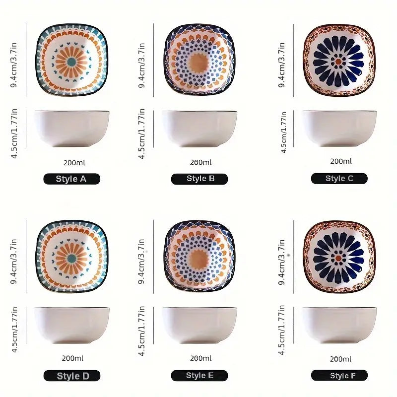 6-Piece Ceramic Dipping Bowl Set with Tray