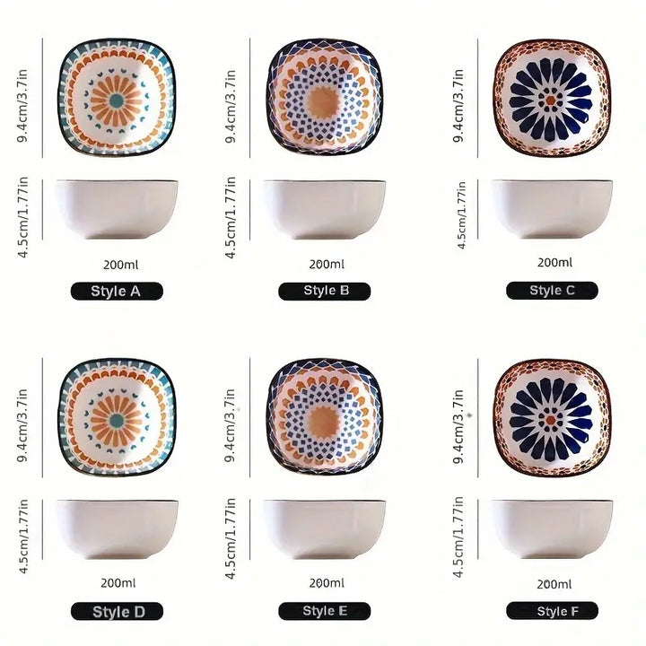6-Piece Ceramic Dipping Bowl Set with Tray